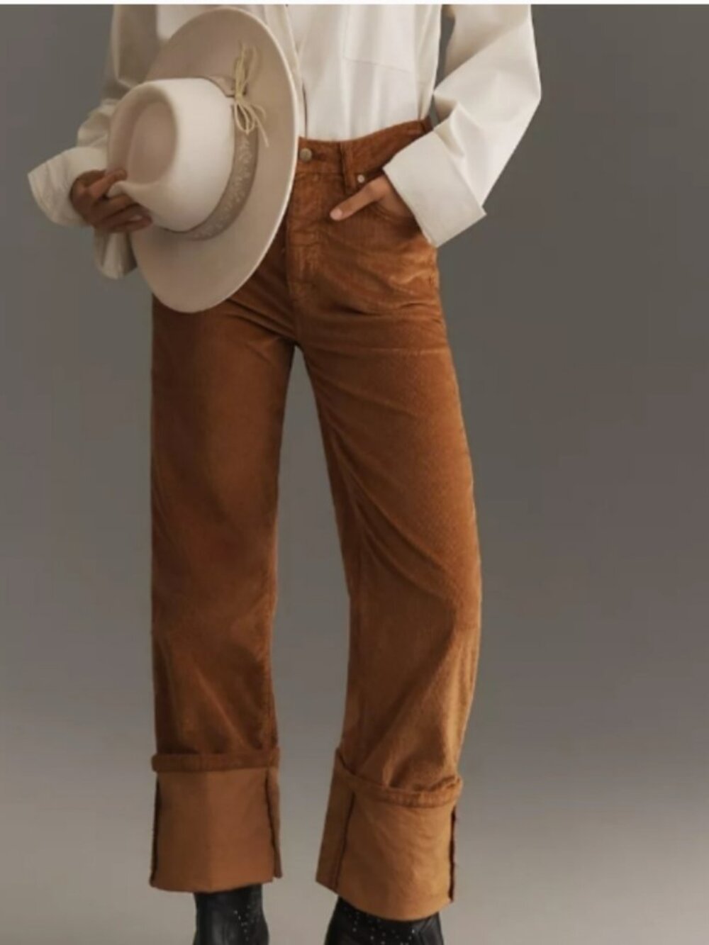 Pilcro The Scotty Cuffed High-Rise Straight Leg Jeans Corduroy Edition size 25